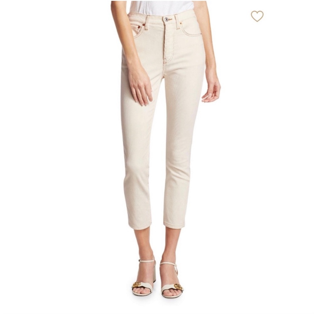 RE-DONE HIGH RISE ANKLE SKINNY STRETCH CORDUROY PANTS
